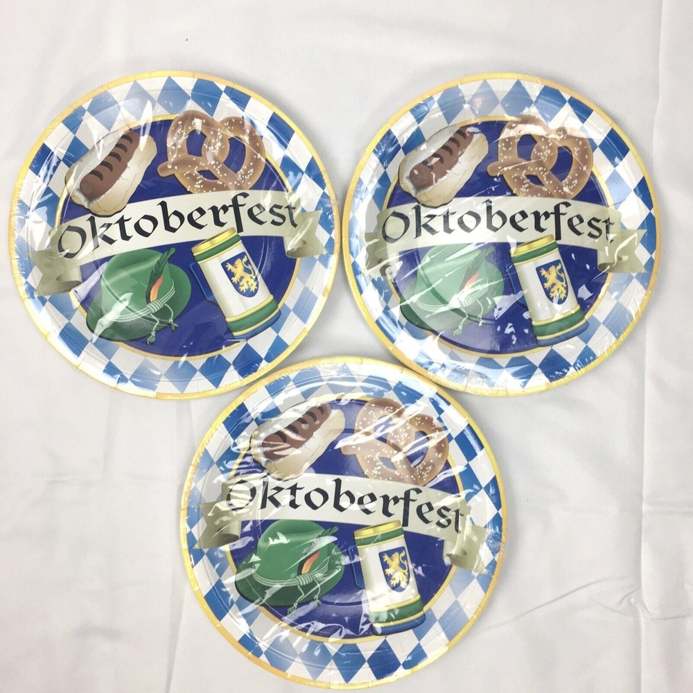 Octoberfest 9” Round Dinner Paper Plates Set of 3 (24 Total) Party Supplies‎